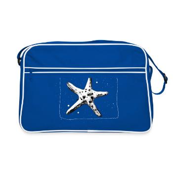 Étoile de mer dessinée à la main - Escapade en bord de mer - Sac Retro - bleu/blanc - Devant