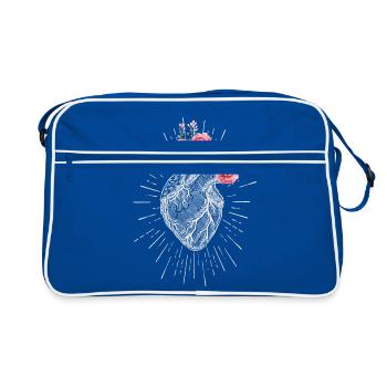 Coeur anatomique Tshirt coeur humain avec des fleurs f - Sac Retro - bleu/blanc - Devant