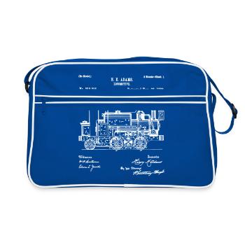 1886 Locomotive Steam Train - Retro Patent - Sac Retro - bleu/blanc - Devant