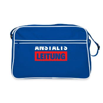 Anstaltsleitung Sarkasmus Ironie Irrenanstalt Job - Retro Tasche - Blau/Weiß - Vorne