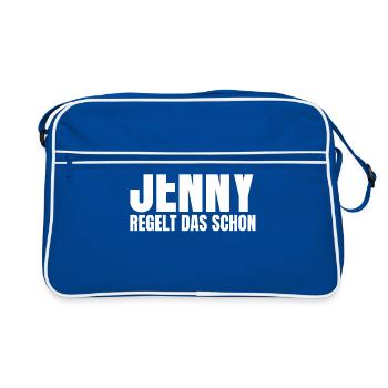 Jenny Name Lustiger Spruch Frau Frauen Damen Dame - Retro Tasche - Blau/Weiß - Vorne