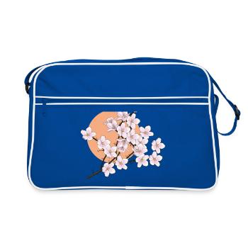 Fleurs de cerisier, soleil, printemps - Sac Retro - bleu/blanc - Devant