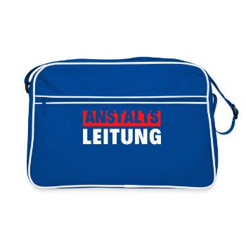 Anstaltsleitung Sarkasmus Ironie Irrenanstalt Job - Retro Tasche - Blau/Weiß - Vorne