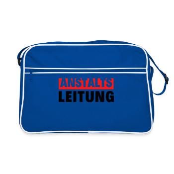 Anstaltsleitung Sarkasmus Ironie Irrenanstalt Job - Retro Tasche - Blau/Weiß - Vorne