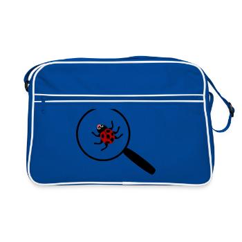 Ladybug under the magnifying glass - Retro Bag - blue/white - Front