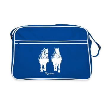 kaltblutduo_weiss - Retro Tasche - Blau/Weiß - Vorne