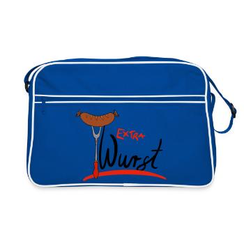 Extra Wurst Barbecue Humor - Retro Tasche - Blau/Weiß - Vorne