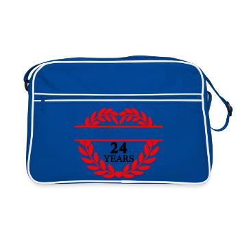 Bannière nominative vingt-quatre ans, couronne de laurier en forme de cœur - Sac Retro - bleu/blanc - Devant