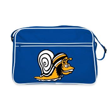 Schnecke Reggae Musik Rasta Haare Mütze Jamaika - Retro Tasche - Blau/Weiß - Vorne