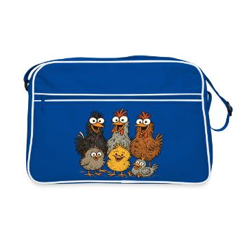 Poulet coloré motif de dessin animé - Sac Retro - bleu/blanc - Devant