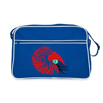 Bateau perlier, ammonite, céphalopode, nautile - Sac Retro - bleu/blanc - Devant