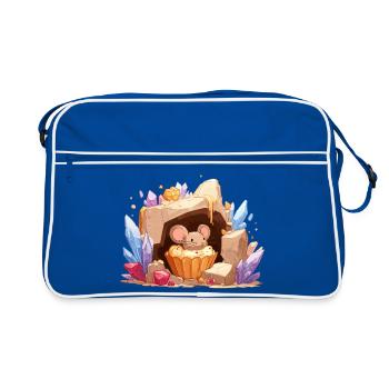 Kristallhöhle-Maus Kuchen - Retro Tasche - Blau/Weiß - Vorne