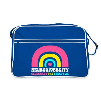 Autism Brain Autistic Asperger Neurodiversity - Retro Bag - blue/white - Front