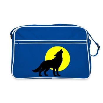 Wolf Silhouette - Retro Bag - blue/white - Front