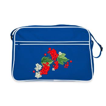 Ukrainian Kalyna - Red Berries & Traditional - Retro Bag - blue/white - Front
