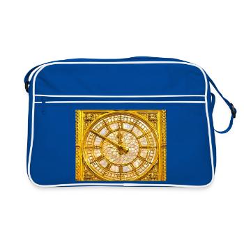 Goldene Barockuhr - Retro Tasche - Blau/Weiß - Vorne