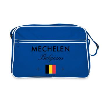 Mechelen Belgien Koordinaten Reise Souvenir - Retro Tasche - Blau/Weiß - Vorne