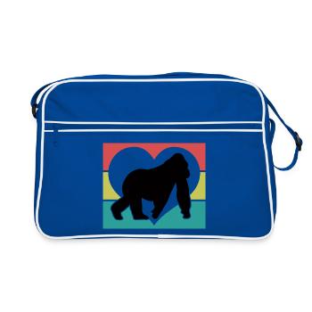 Cœur Silhouette de Singe Rétro - Sac Retro - bleu/blanc - Devant