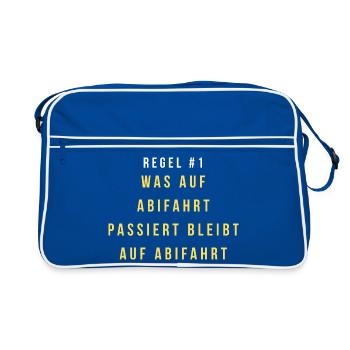 Regel 1: Was Abifahrt Bleibt - Retro Tasche - Blau/Weiß - Vorne