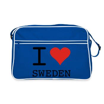 I LOVE SWEDEN Schweden - Retro Bag - blue/white - Front