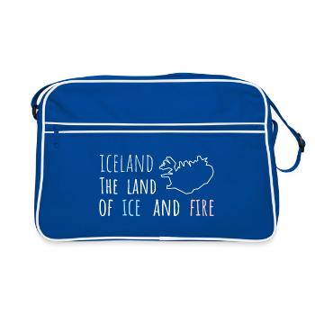 Islandkarte - Iceland - Spruch - Retro Tasche - Blau/Weiß - Vorne