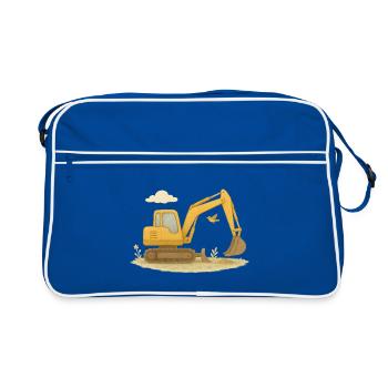 Bunter Bagger im Aquarell-Stil - Retro Tasche - Blau/Weiß - Vorne