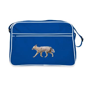 Fuchs in Silhouette Wild Night - Retro Tasche - Blau/Weiß - Vorne
