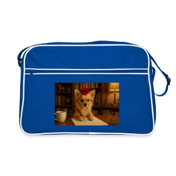 Chihuahua Intelligent et Chic avec Rose - Sac Retro - bleu/blanc - Devant