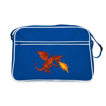 Dragon cracheur de feu - Illustration - Sac Retro - bleu/blanc - Devant