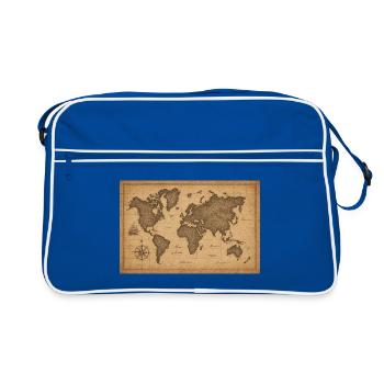 Vintage World Map Sepia Nautical - Retro Bag - blue/white - Front
