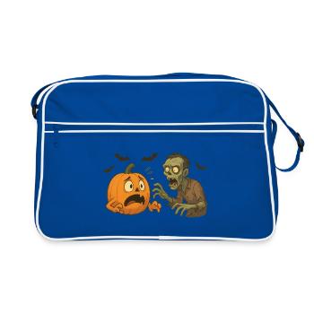 Citrouille panique et zombie - Sac Retro - bleu/blanc - Devant