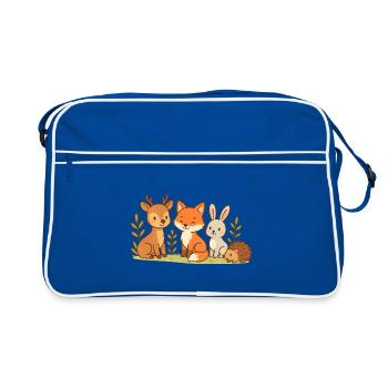 Amis de la forêt : Renard-cerf Lièvre - Sac Retro - bleu/blanc - Devant