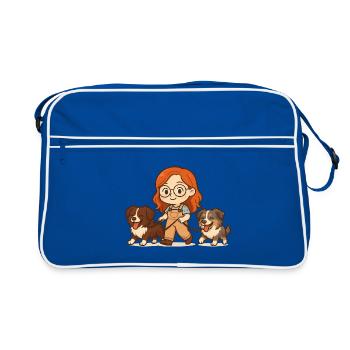 Skyblue with misha and moon - Retro Bag - blue/white - Front