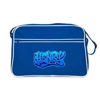 Graffiti  HENRY Prénom cadeau idéal imprimable sur - Sac Retro - bleu/blanc - Devant