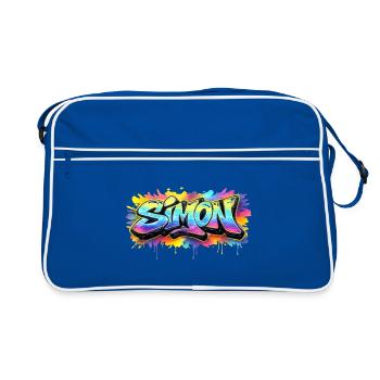 Graffiti  SIMON Prénom cadeau idéal imprimable  - Sac Retro - bleu/blanc - Devant