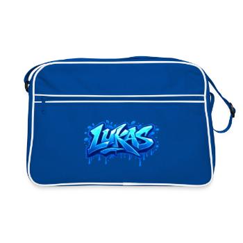 Graffiti  LUKAS Prénom cadeau idéal imprimable  - Sac Retro - bleu/blanc - Devant