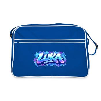 Graffiti  LUKA Prénom cadeau idéal imprimable  - Sac Retro - bleu/blanc - Devant