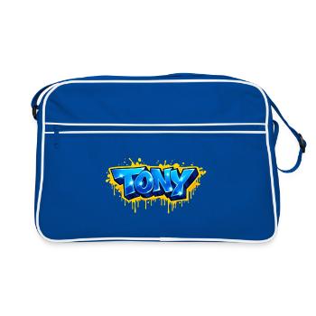 Graffiti name TONY FOR  PERFECT GIFT PRINTABLE  - Sac Retro - bleu/blanc - Devant