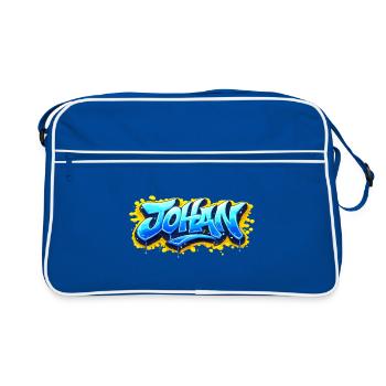 GRAFFITI NAME JOHAN FOR  PERFECT GIFT PRINTABLE  - Sac Retro - bleu/blanc - Devant