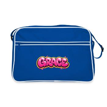 GRACE GRAFFITI NAME FOR PERFECT GIFT PRINTABLE on  - Sac Retro - bleu/blanc - Devant