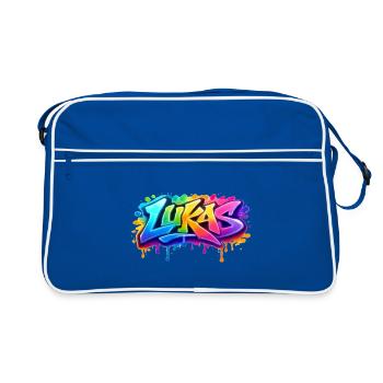LUKAS GRAFFITI NAME FOR PERFECT GIFT PRINTABLE  - Sac Retro - bleu/blanc - Devant