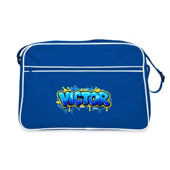 VICTOR GRAFFITI NAME FOR PERFECT GIFT PRINTABLE  - Sac Retro - bleu/blanc - Devant