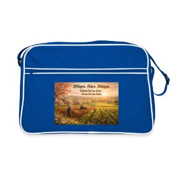 Historische Feldarbeit im Sonnenlicht - Retro Tasche - Blau/Weiß - Vorne