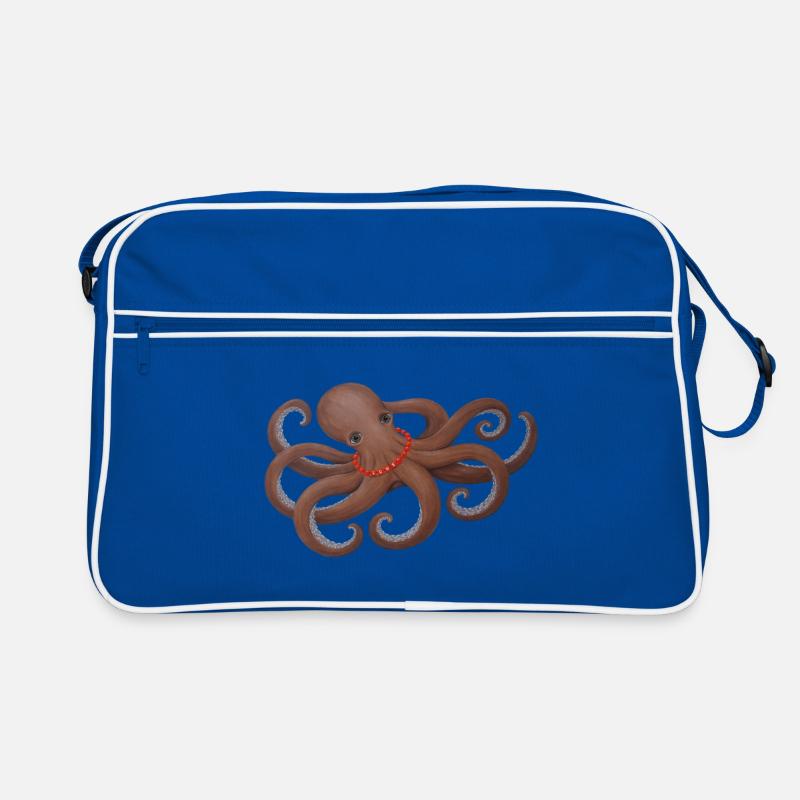 Pieuvre avec perle d’amour rouge Sac Retro