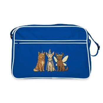 Mystic Paws – Fantasie Hunde - Australian Kelpie - Retro Tasche - Blau/Weiß - Vorne