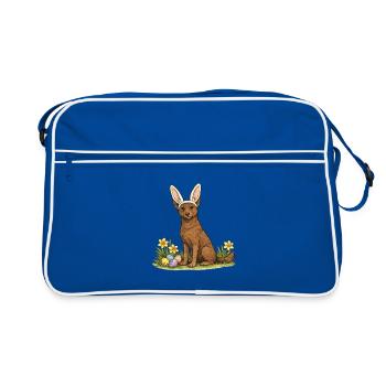 Frühlingshase Australian Kelpie Hund mit Ostereier - Retro Tasche - Blau/Weiß - Vorne