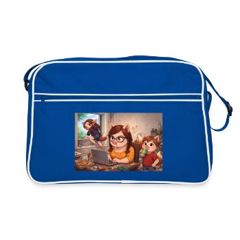 Porcs et filles en chaos numérique - Sac Retro - bleu/blanc - Devant
