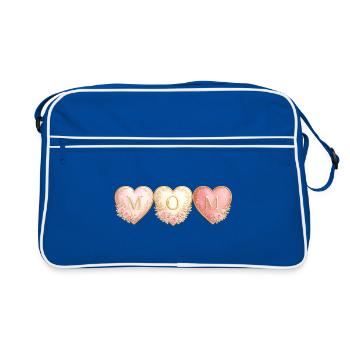 Trio MAMAN Cœurs d’Or, Esthétique Cœur Rose Or - Sac Retro - bleu/blanc - Devant