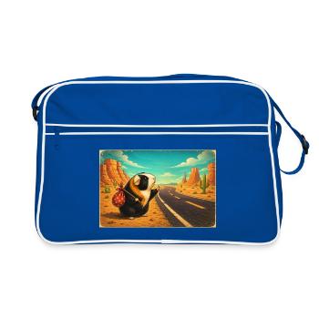 Choupie hitchhiking on desert roads - Retro Bag - blue/white - Front