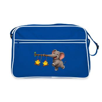 Aventure de balançoire éléphant et poussin - Sac Retro - bleu/blanc - Devant